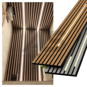 Pannelli Acustici Moderni per Hotel, Verdi, in Fibra di Poliestere, con Striscia LED Integrata, Effetto <span class=keywords><strong>Legno</strong></span> 3D, Fonoassorbenti, per Interni - Product Image 4