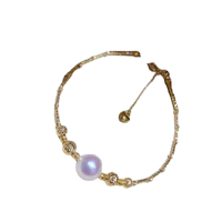 Vente flash - Bracelet tendance WANBYWAN en or 18 carats de qualité AAAAA avec perles grises Akoya de 7-8 mm, perles d'eau de mer Madama, bijoux pour femmes