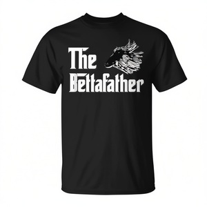 Maglietta The Bettafather Betta Fish Dad, camicia casual da uomo nera - Product Image 2