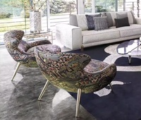 Chaise de Canapé Simple de Luxe Italien Léger | Chaise de Loisirs en Métal Imprimé Léopard Villa pour le Salon