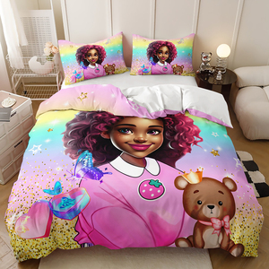 Modern Fashion 3D Purple <strong>Bedding</strong> Set <strong>Personalised</strong> Black Girl Four Seasons Duvet Cover - Product Image 3