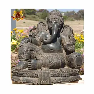 Açık büyük boy dini heykel hint Ganesh taş heykel beyaz mermer Ganesh heykeli tanrı