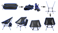 Chaise de camping pliable en liquidation avec logo jaune, chaise d'extérieur portable pour la randonnée et le pique-nique