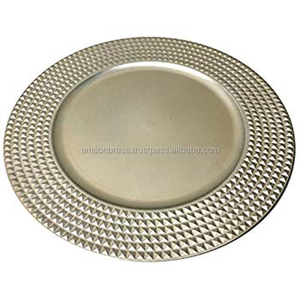 Plaque de chargement en métal, placage d'étain foncé, bordure perle, plaque de chargement, plats, assiettes - Product Image 3