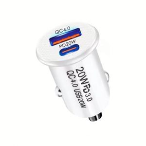 ที่ชาร์จในรถยนต์ USB C รองรับ QC 4.0 USB PD 20W ที่ชาร์จโทรศัพท์ในรถยนต์แบบเร็ว ช่องเสียบ A+C ขนาดเล็ก พร้อมกล่องบรรจุภัณฑ์ - Product Image 2