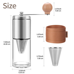 Machine à café portable 3-en-1 <span class=keywords><strong>avec</strong></span> moulin à grains intégré, corps en acier inoxydable S304 <span class=keywords><strong>lavable</strong></span> et <span class=keywords><strong>filtre</strong></span> de brassage manuel - Product Image 6