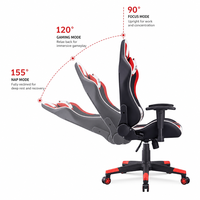 Chaise de jeu avec suspension à ressorts serpentin, inclinaison à 155 degrés, charge maximale de 150 kg, chaise de course pour l'e-sport et le gaming