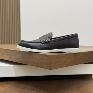 Sepatu Loafer Kulit Asli Impor Model Bulat untuk Pria, Bahan Kulit Sapi, Slip-On, Bernapas, Anti Selip, Sepatu Mengemudi Musim Panas, Gaya Inggris - Product Image 2