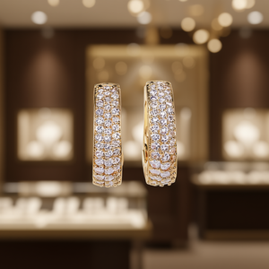 Pendientes de Aro de Lujo para Mujer, Chapados en Oro de 18K, con Cristales de Estrás y Microincrustaciones, Joyería para Uso Diario - Product Image 2