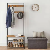 Grand porte-manteau en métal moderne et mince banc à chaussures pour hall d'entrée salon chambre à coucher salle de bain hôtels crochets de gymnastique rangement des chaussures