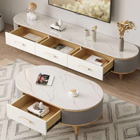 Meubles TV modernes avec éclairage LED, meuble TV en bois, meuble TV rectangulaire pour salon, meubles avec table basse