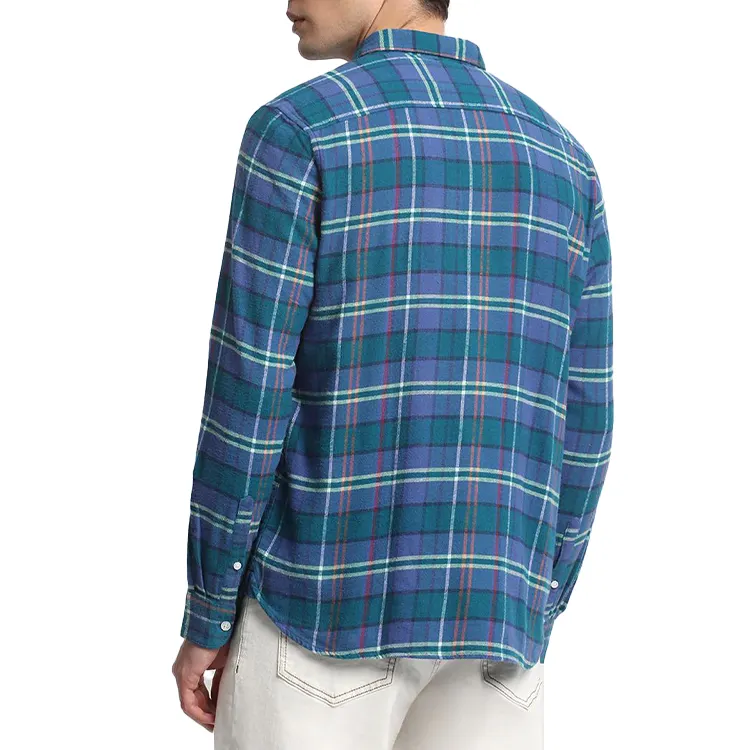 OEM thiết kế in ấn men's kiểm tra tùy chỉnh kẻ sọc flannel nút lên Áo sơ mi Unisex