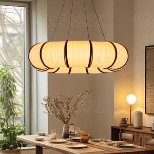 Lustre rond en tissu avec éclairage LED pour restaurant, salon de thé, salon, chambre à coucher, bureau - Product Image 4