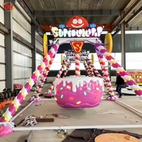 Manège Mini Frisbee à thème bonbons, générant des revenus, avec cabine rotative et LED accrocheuses, attraction commerciale pour enfants pour parc d'attractions intérieur
