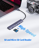 Hub USB 7 ports avec 100W PD 4K HD 5GBPS Vitesse USB3.0 Lecteur de carte SD TF Port de type C pour MacBook Pro pour ordinateur portable Mac