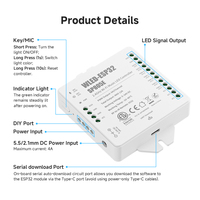 Kit de Contrôleur LED WiFi 2.4G RF ESP32 BTF-LIGHTING SP805E avec Télécommande RW4 DC5V 12V 24V pour Bande LED SPI PWM RGB RGBW RGBCCT