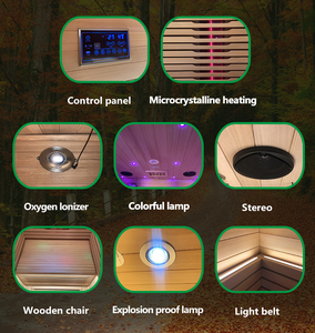 Sauna en bois de hemlock de haute qualité pour 2 personnes, avec panneau de commande et éclairage rouge. - Product Image 4