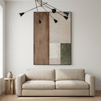 Peinture à l'huile sur toile 100% faite à la main, multi-texturée, blocs de couleur, art abstrait nordique, cadre fin, taille personnalisable, villa de luxe