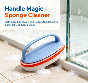 Brosse de nettoyage en éponge avec manche, brosse non électrique pour cuisine, salle de bain, verre, céramique, mur, toilettes - Product Image 5