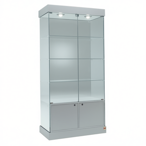 Vitrina Moderna de Vidrio 190cm A x 75cm L Gris Claro con Luces Halógenas y Puertas con Cerradura - Product Image 2