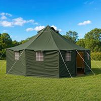 Grande tente de glamping en toile pour l'extérieur, imperméable, pour le camping familial en été, safari, avec porte et fenêtres à fermeture éclair, simple couche, 16 m²