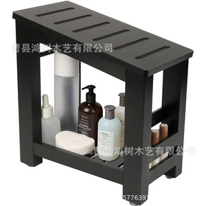 Tabouret de salle de bain Hongshu à double couche en bambou, couleur bois naturel, antidérapant, pour la douche, personnes âgées, femmes enceintes - Product Image 5