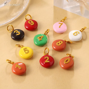 Amuletos de Números Dulces |   Colgantes de Números del 0 al 9 de Acero Inoxidable con Baño de Oro PVD de 18K y Esmalte |   Impermeable, Hipoalergénico y Resistente al Deslustre - Product Image 4