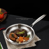 Wajan Penggorengan Stainless Steel 304 Lapisan Baja Tiga Lapis, Dasar Datar, Anti Lengket Khusus, Cocok untuk Menggoreng Steak