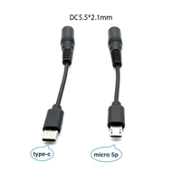 Cable de Alimentación DC5.5x2.1mm Hembra a Micro 5 Pines/Tipo C, Cable de Carga USB C a Adaptador Micro USB para Laptop, Router, Cámara