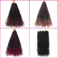 Vente en Gros d'Usine Déesse Locs Messy Box Braids Cheveux Bohémiens au Crochet Pré-Bouclés avec Boucles Boho River Box Tressées