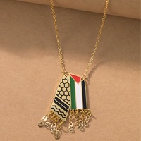 Collier Kufia en acier inoxydable, carte islamique arabe, best-seller, mode européenne et américaine avec chaînes drapeau palestinien, transfrontalier