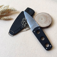 Couteau droit miniature léger EDC à porter au cou avec chaîne à billes pour équipement de plein air