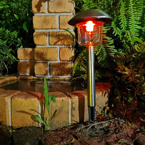 Lampe solaire LED colorée en acier inoxydable pour pelouse, éclairage décoratif extérieur pour cour, lumière blanc chaud, interrupteur manuel, modèle 015 - Product Image 1