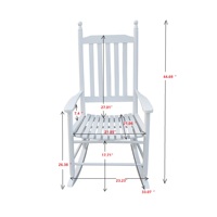 Fauteuil à bascule d'extérieur moderne en bois massif blanc sans tapis