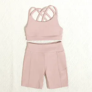 Nieuw Design Tween Meisje Actieve Kleding Zomer Mouwloze Sport Tennis Casual Snel Droog Nylon Baby Meisjes Yoga Sets