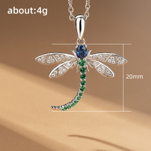 Collana con ciondolo a forma di libellula per donna, catena lunga, gioielli alla moda - Product Image 5