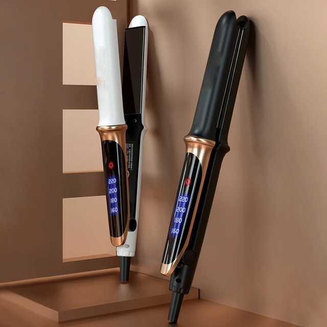 Professional 2 in 1 Hair Straightener and Curling Ceramic Plated Multi Functional Hair Iron Straightener With Lcd
