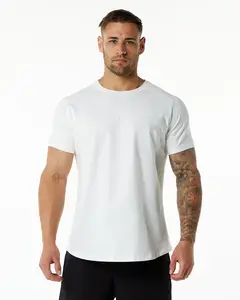 Camiseta de manga curta 180g 95% algodão, alta qualidade, europa, logotipo personalizado, fitness, masculina, academia