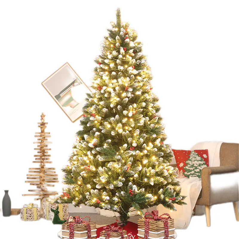 बताया क्रिसमस पेड़ दाग सफेद पीई + पीवीसी लाल फल मिश्रण के साथ स्वत: पेड़ प्रकाश क्रिसमस पेड़