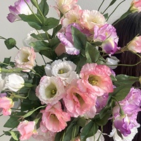 Batang Bunga Lisianthus Buatan dari Kain, Bunga Eustoma Tiruan Realistis dengan Kuncup untuk Dekorasi Vas Pernikahan dan Rumah
