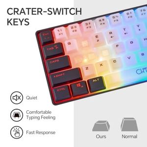 Tastiera da gioco OEM ODM Mini RGB 60, 68 tasti, piccola e compatta, USB cablata, retroilluminata con luci arcobaleno, bianca/nera - Product Image 4