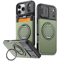 Étui de téléphone Lichicase avec cache-caméra coulissant, porte-cartes et béquille pour iPhone 18, 18 Pro, 18 Pro Max