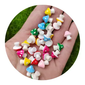 Fairy Garden Mushroom Resin Miniature Figurines Mini Jewelry Beads Doll House Toys Key Chain Phone DIY Ornament