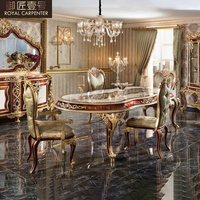 Table à manger ovale en bois sculpté européenne, grand mobilier de restaurant de villa, chaises de salle à manger pour usage domestique, appartements, palais royal