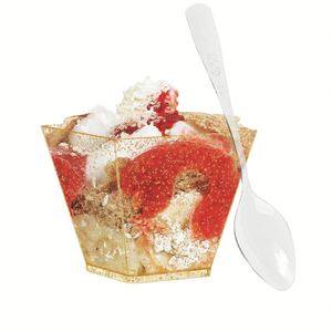Wholesaler Premium 60ml Disposable Gold Glitter <b>Plastic</b> Bowls Mini Dessert Shooter <b>Cups</b> 2 Oz Small <b>Plastic</b> Square Dessert <b>Cups</b> - Product Image 4