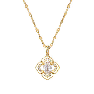 Nouveaux Colliers Pendentifs Fleur Dorée en Acier Inoxydable Personnalisés et Tendance, Vente en Gros, Bijoux Imperméables pour Femmes - Product Image 6
