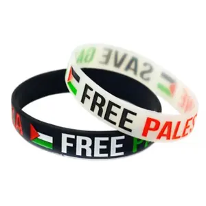 Palestine Silicone Wristbands Custom Logo Country Flags Palestine Rubber Silicone Bracelet