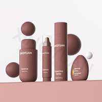Ensemble d'emballages cosmétiques marron mat XINGYUAN pour sérum, spray solaire 50ml 120ml, flacon airless à bille pour essence de soin, personnalisable
