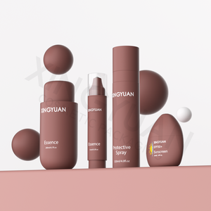 Set di Packaging Cosmetico XINGYUAN in Marrone Opaco per Siero, Crema <span class=keywords><strong>Solare</strong></span>, <span class=keywords><strong>Spray</strong></span> 50ml 120ml, Flacone Airless con Applicatore a Sfera per Essenze Skincare, Personalizzabile - Product Image 2