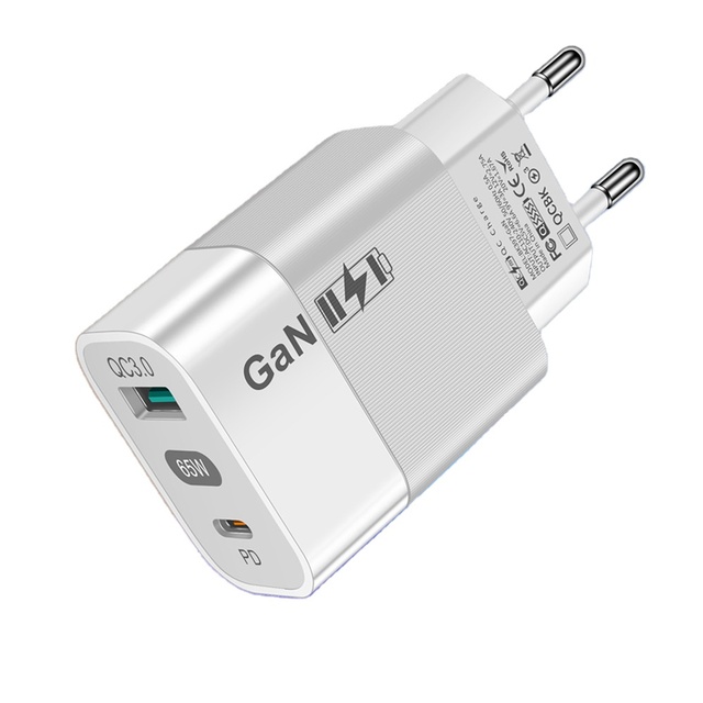 Quality US/EU 65W GaN Quick Charger QC3.0+USB C Fast Charger PD65W Gan Charger Compatible for ipad iPhone 16 15 14 Pro Max